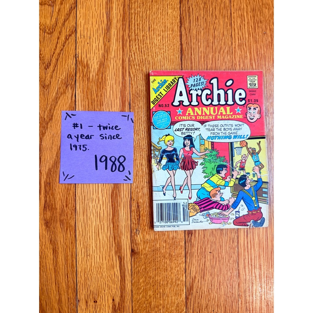 Vintage 1988 Archie Annual Comics Digest Magazine No 52 Dan DeCarlo Art 128 Pg